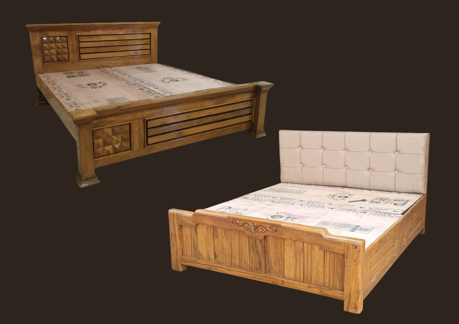 Solid teak wooden bed collection